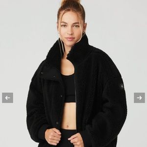 ALO Yoga Sherpa Varsity Jacket (Black)